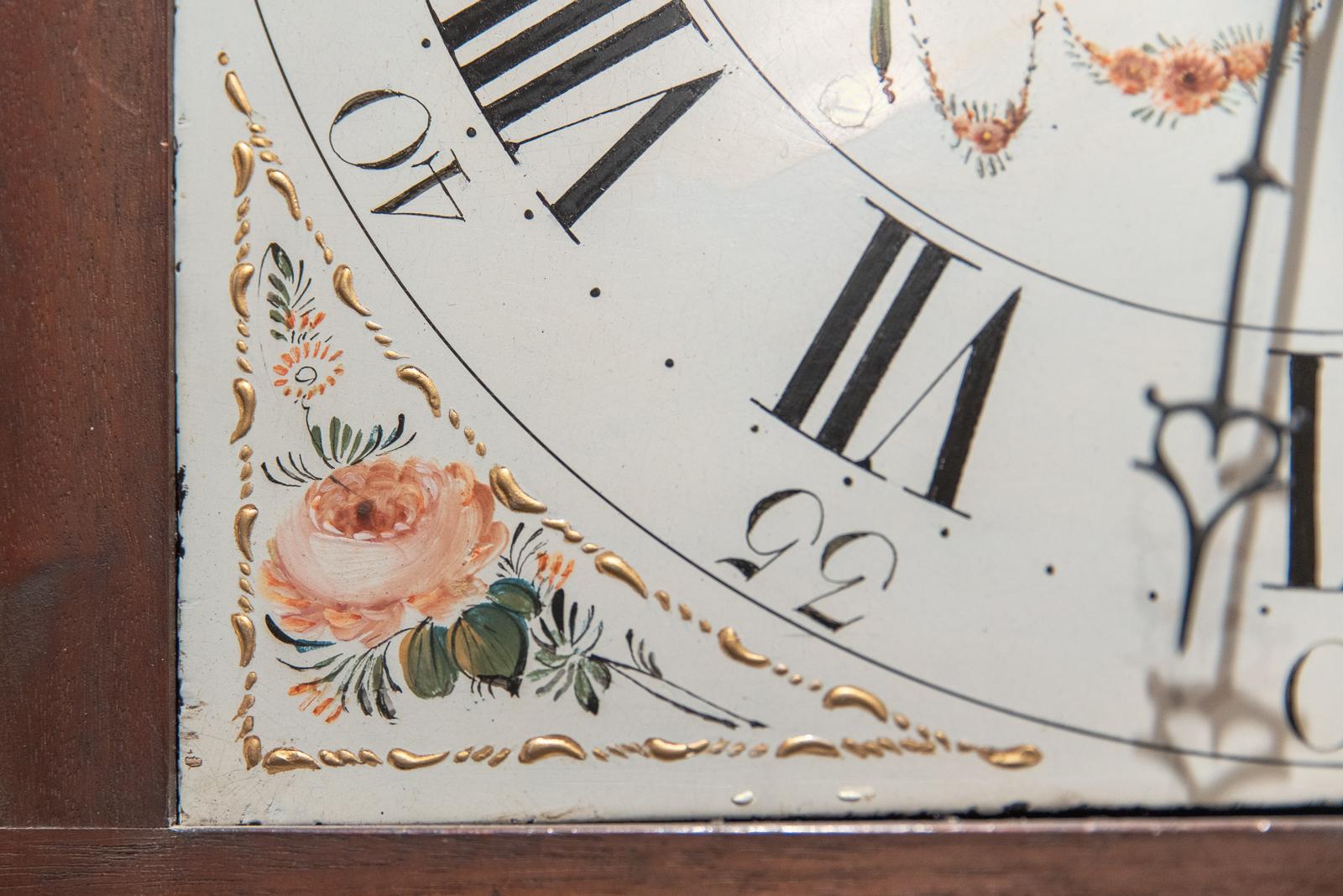 George III 18th Century Arched Painted Dial Moon Phase Longcase Clock For Sale