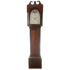 18th Century Arched Painted Dial Moon Phase Longcase Clock