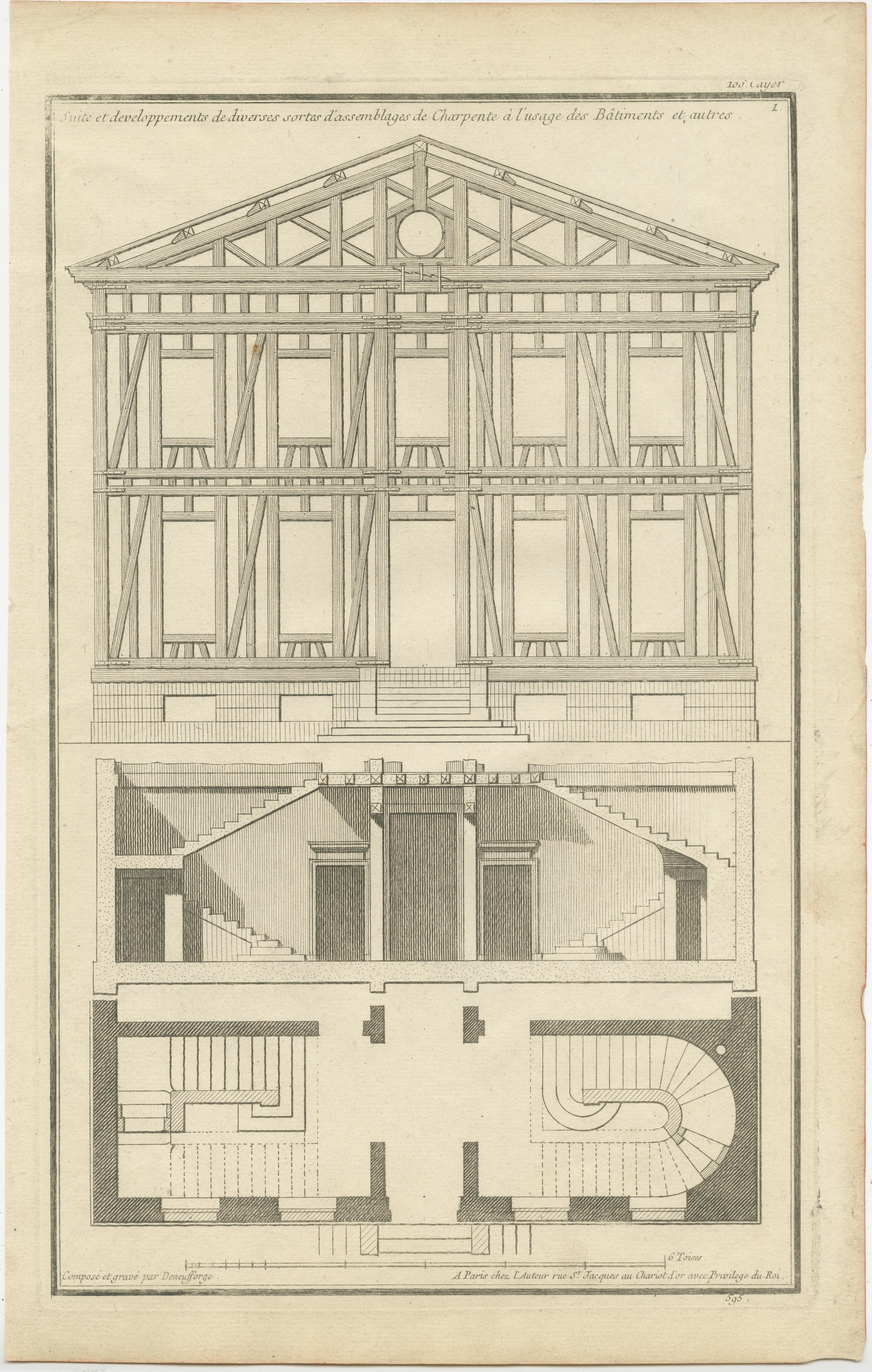 Engraved 18th Century Architectural Mastery by Neufforge in Engravings, Circa 1770 For Sale