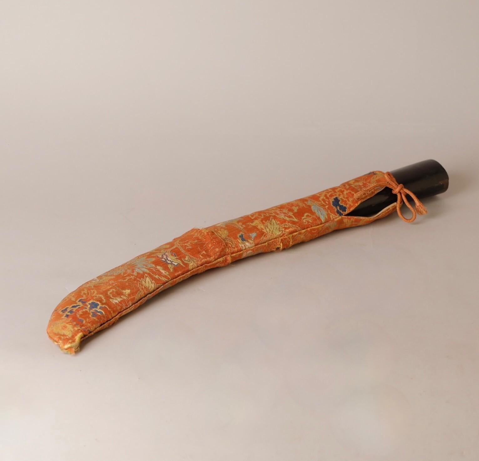 18th century are Samurai Naginata Saya with original silk cover For Sale 13
