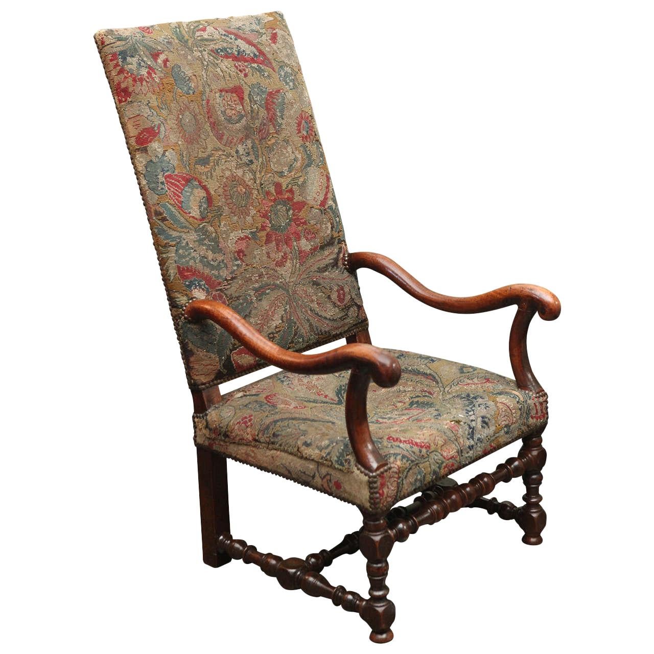 18th Century Armchair with Tapestry For Sale