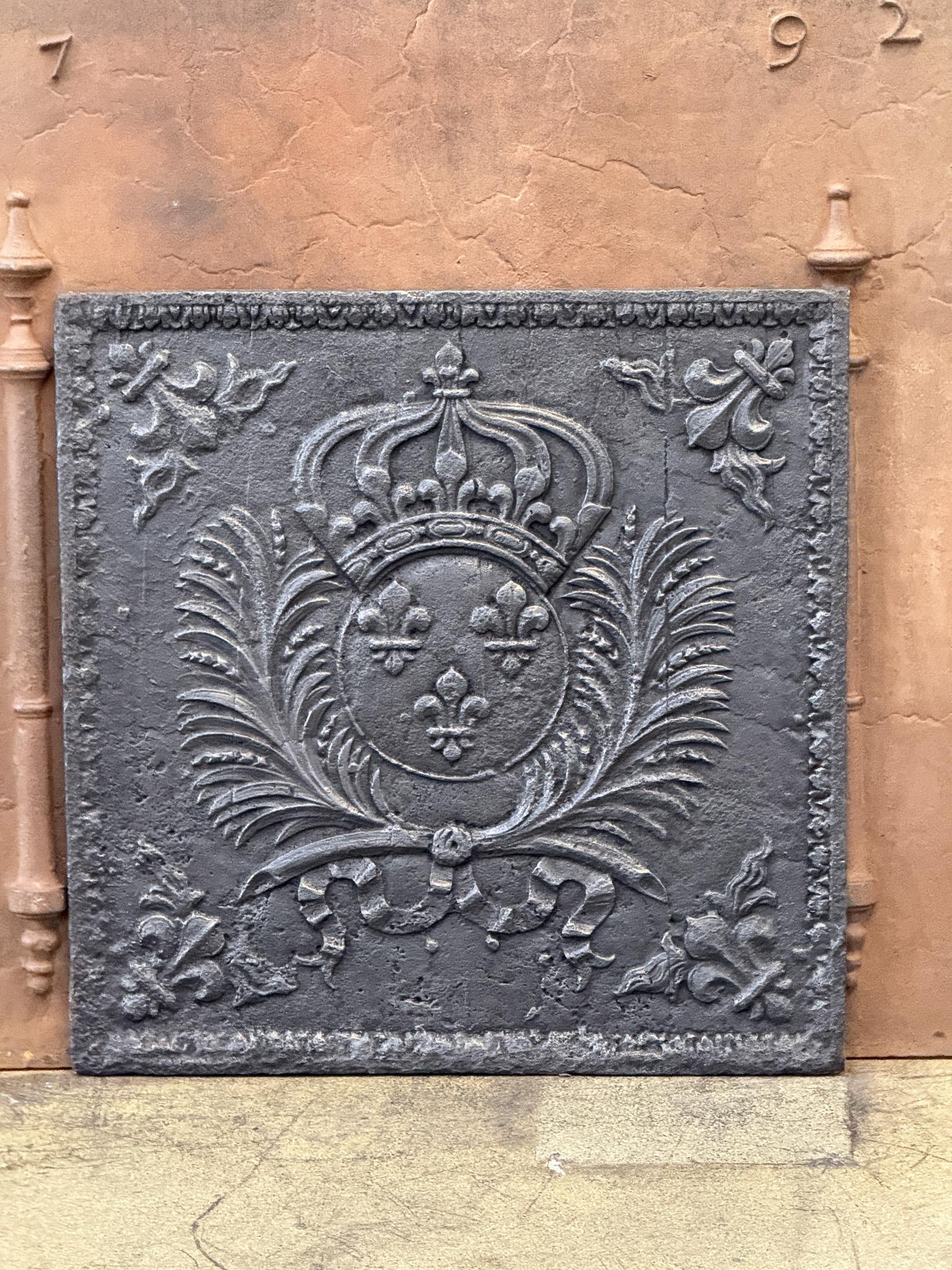 Louis XIV Plaque de cheminée XVIIIe siècle aux armes de France en vente