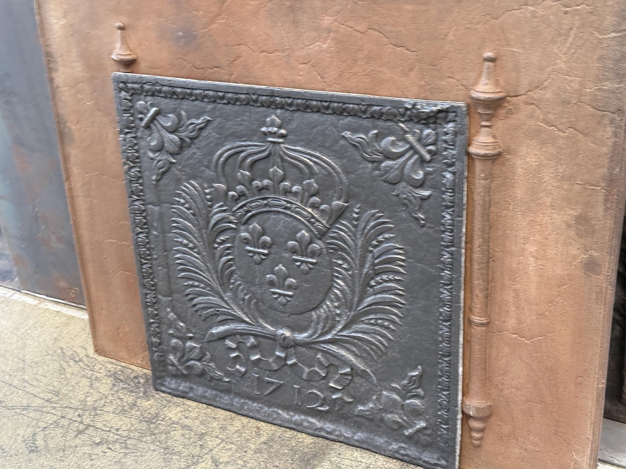 Louis XIV Plaque de cheminée XVIIIe siècle aux armes de France en vente