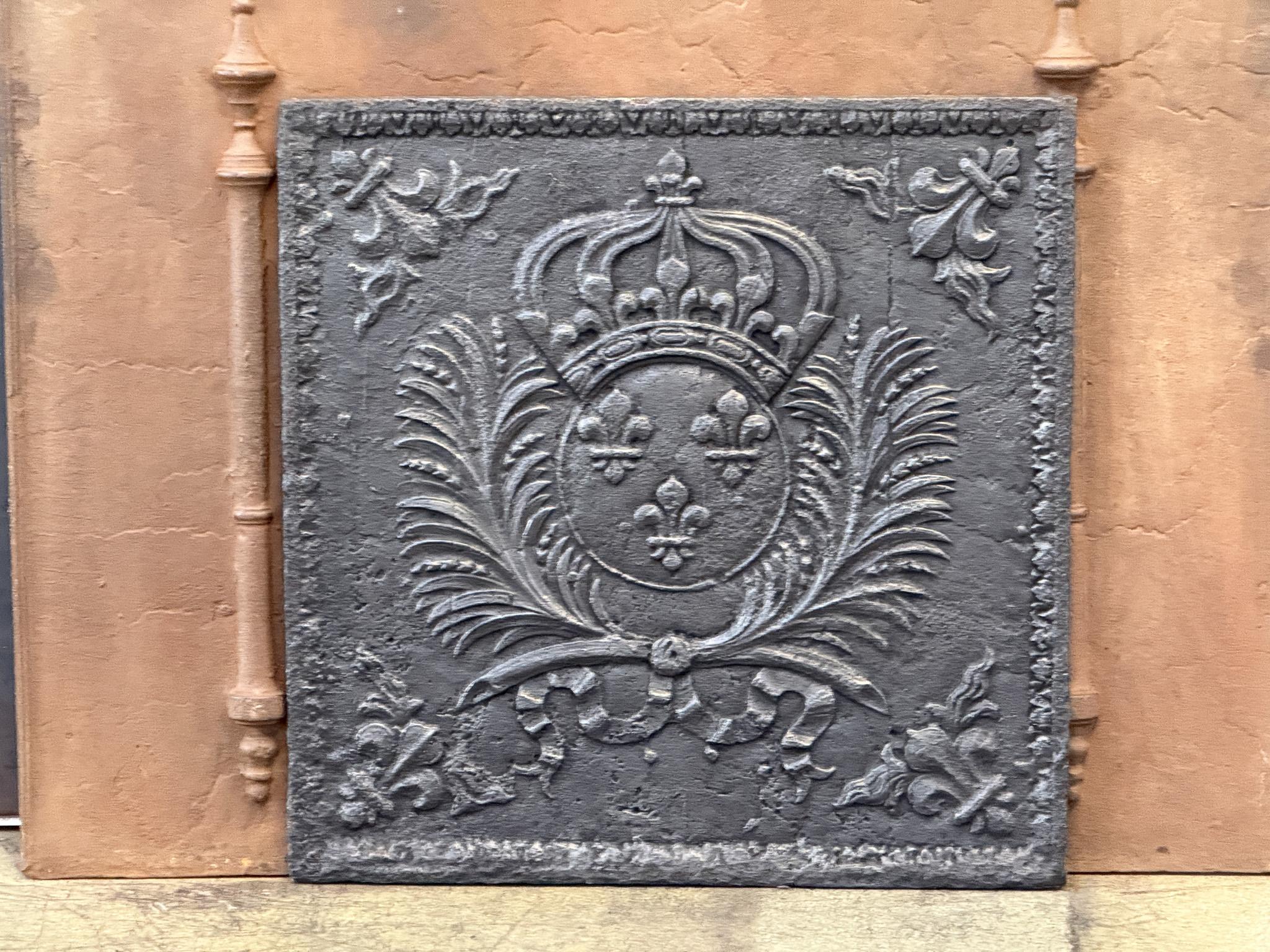 Moulage Plaque de cheminée XVIIIe siècle aux armes de France en vente