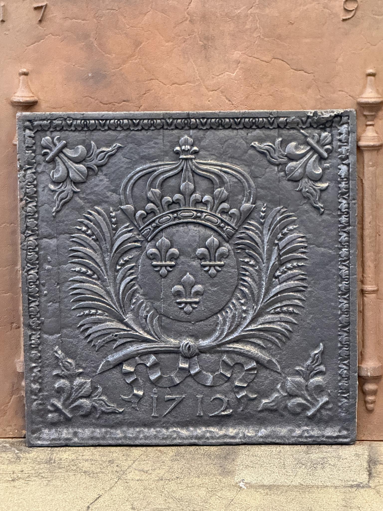 Fer Plaque de cheminée XVIIIe siècle aux armes de France en vente