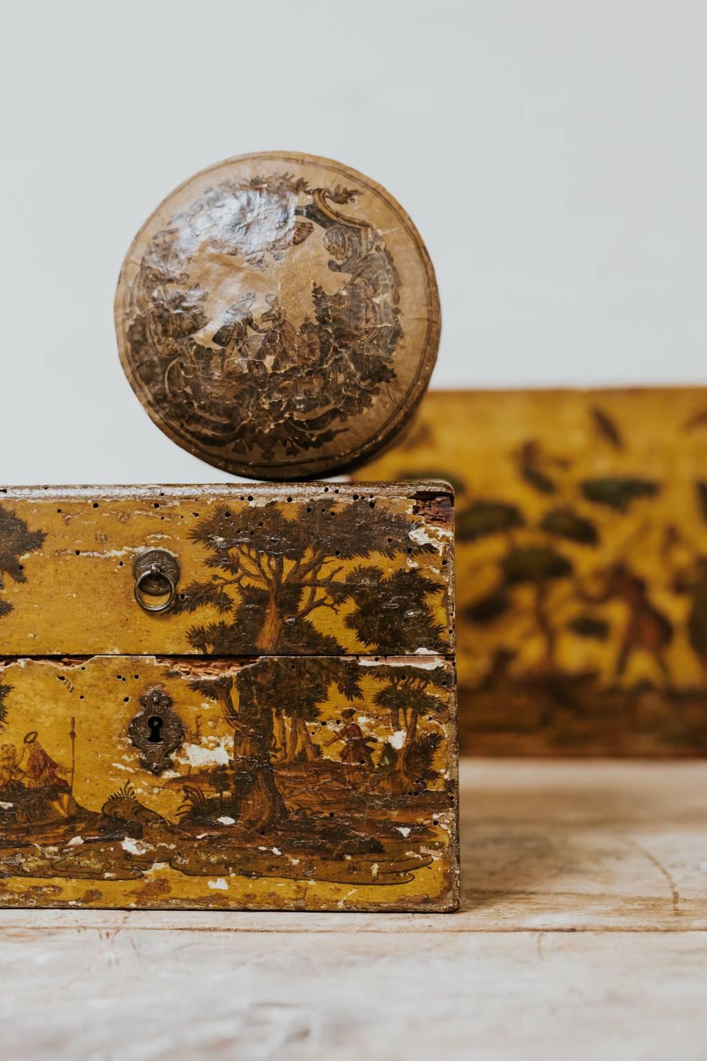 Caja de tiza veneciana Arte Povera del siglo XVIII Pintado a mano en venta