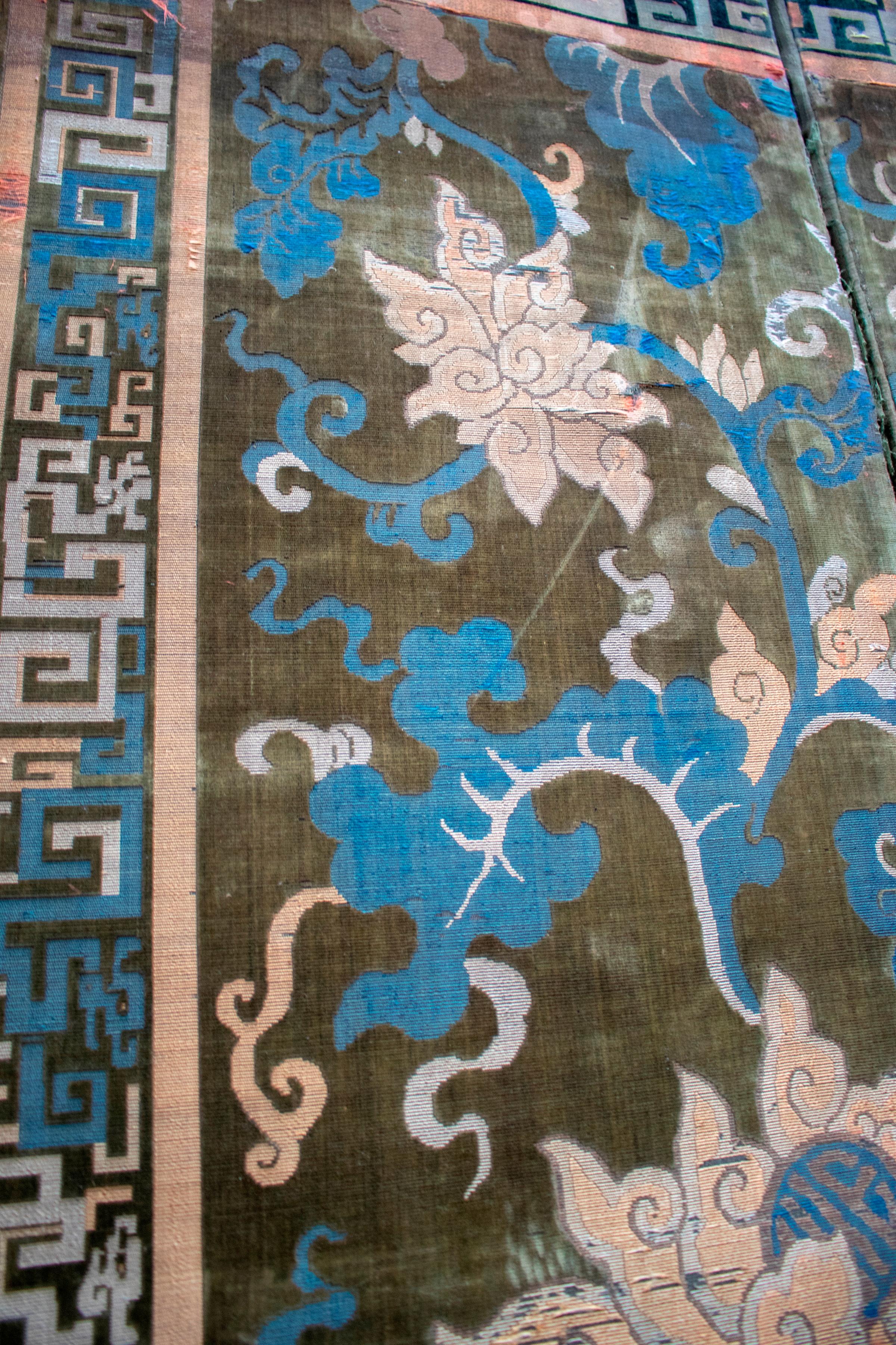 18th Century Chinese Voided Silk Velvet Folding Screen from England 8