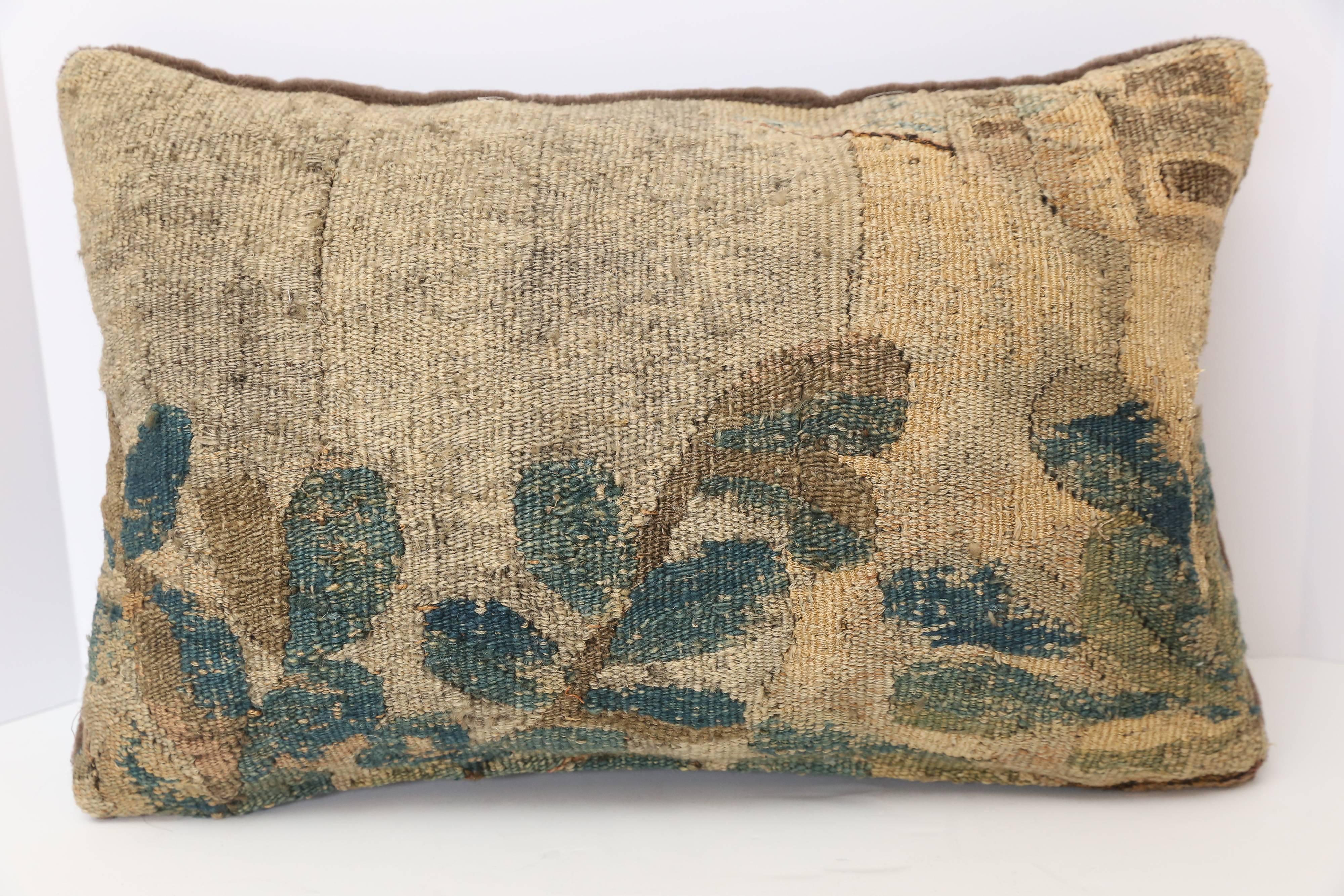 18th century Aubusson pillow filled with down.