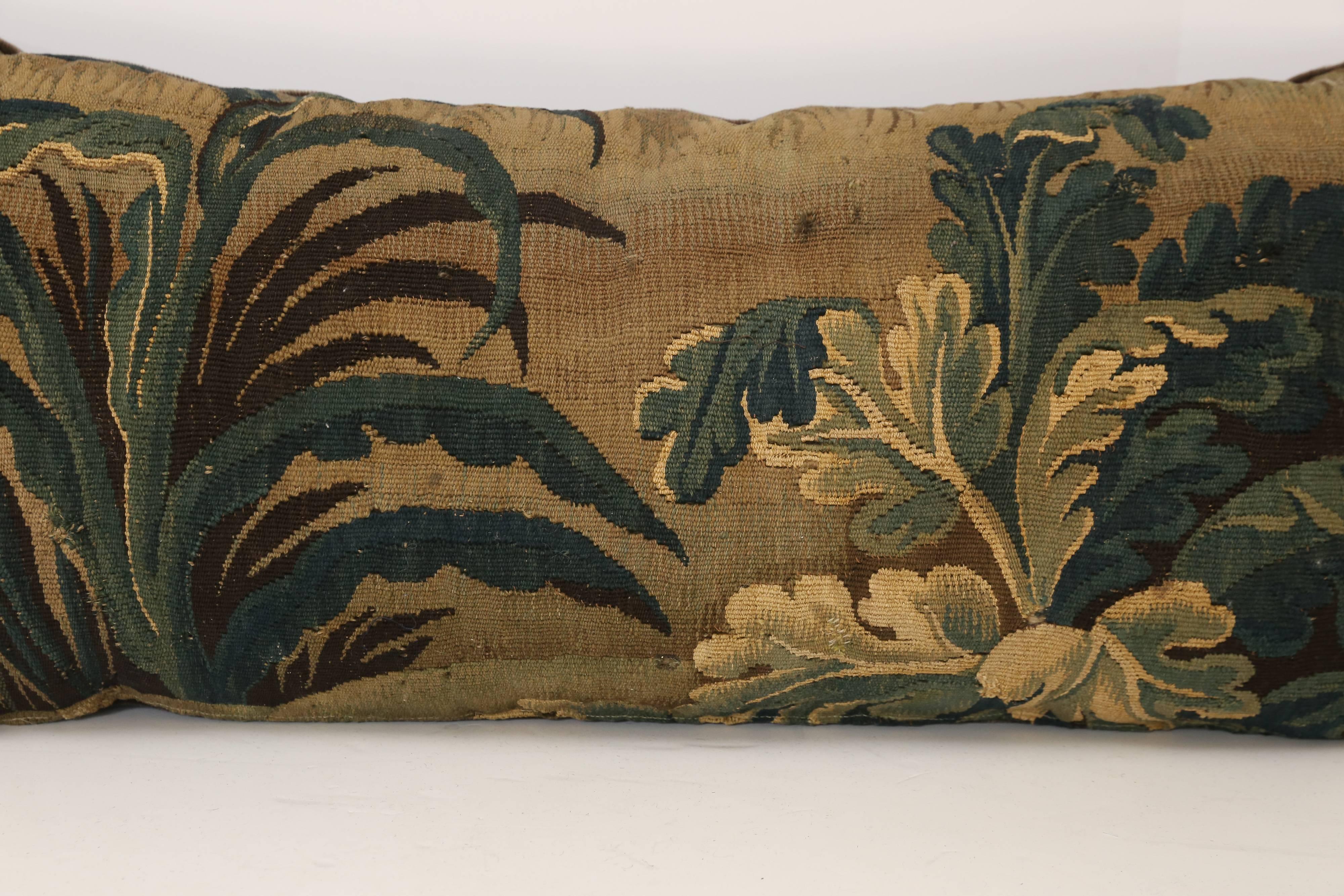 18th century Aubusson pillow backed in Mohair.
