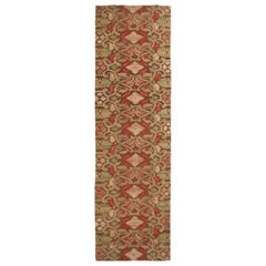 18th Century Aubusson Style Inspired Design Beige and Brown Wool Runner