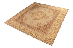 18th Century Aubusson Style Kilim Beige Brown Medallion Style Rug