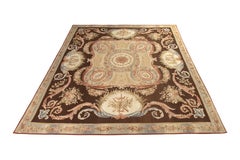Rug & Kilim's 18th Century Aubusson Style Kilim Beige Brown Medallion Style Rug