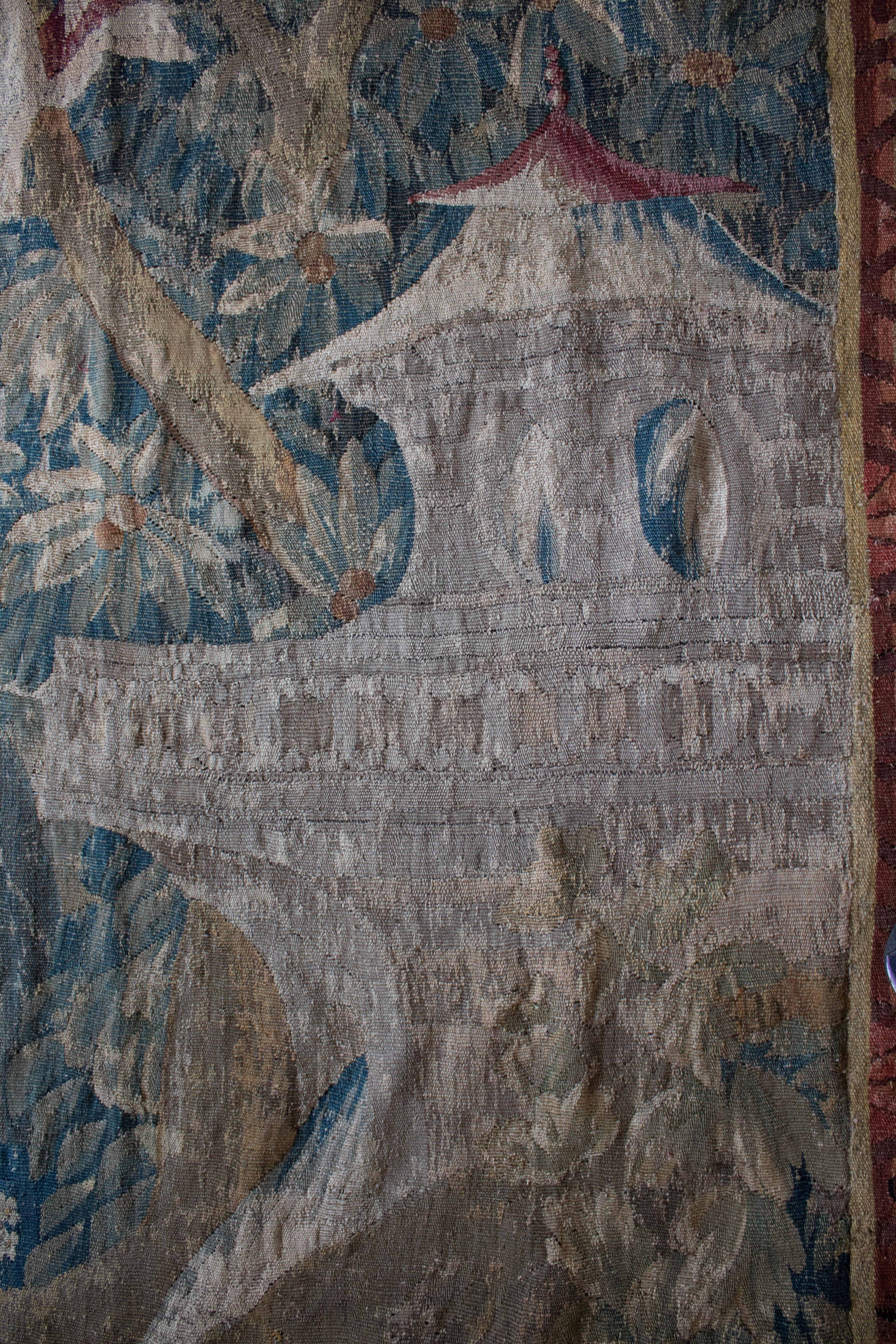 Hand-Woven 18th Century Aubusson Tapestry in the Chinoiserie Taste after J.B.Pillement For Sale