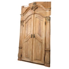 18th Century Austrian Baroque Antique Pinewood Entrance Door
