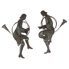 18th Century Austrian Double-Faced Metal Shop Signs, Polychrome Pair