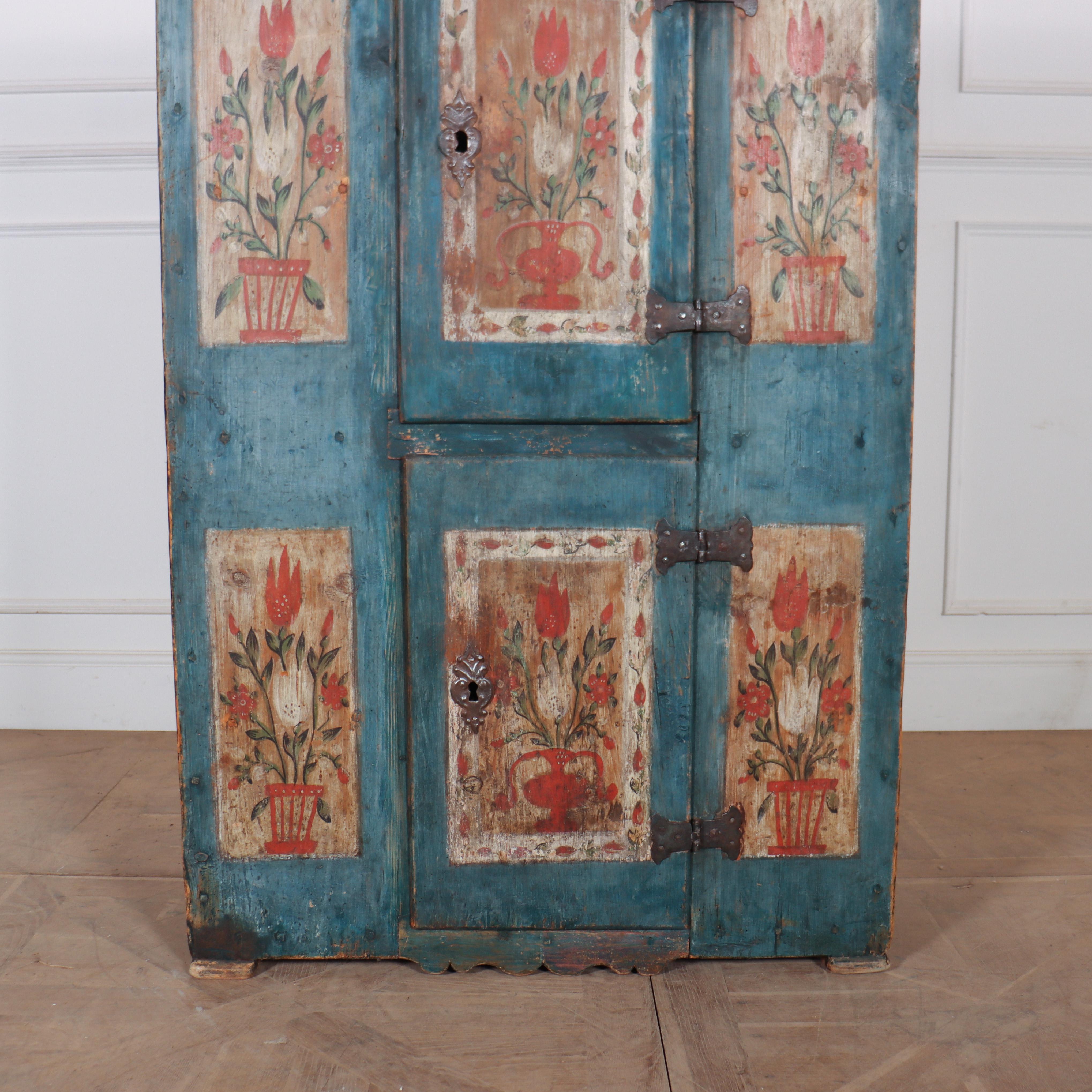 Small 18th C Austrian folk painted pine storage cupboard. 1790.

Reference: 7976

Dimensions
40 inches (102 cms) Wide
16 inches (41 cms) Deep
56 inches (142 cms) High
