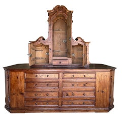 18th Century Austrian Historical Large Antique Sprucewood Two-Part Cabinet