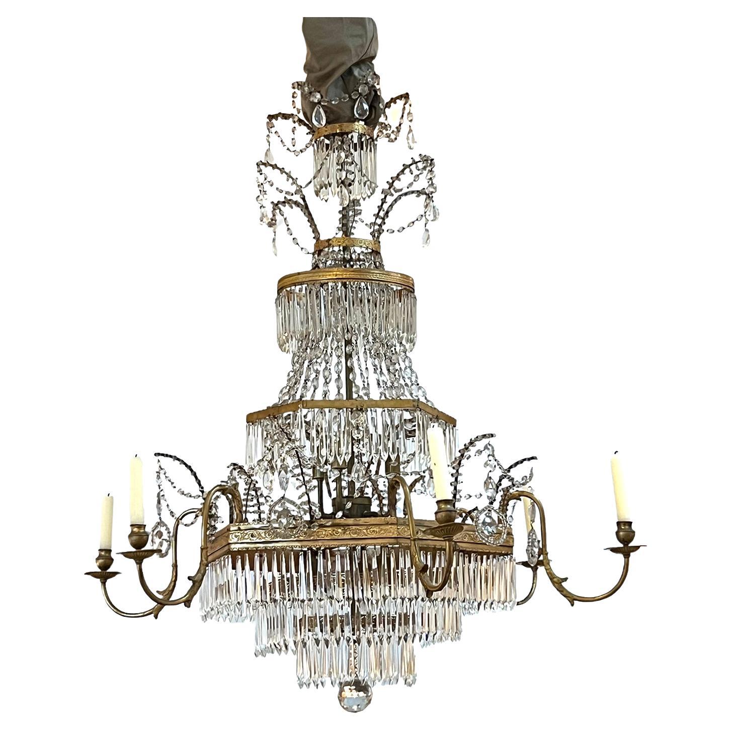 18th Century Austrian Neoclassical Gilt-bronze and Crystal Chandelier