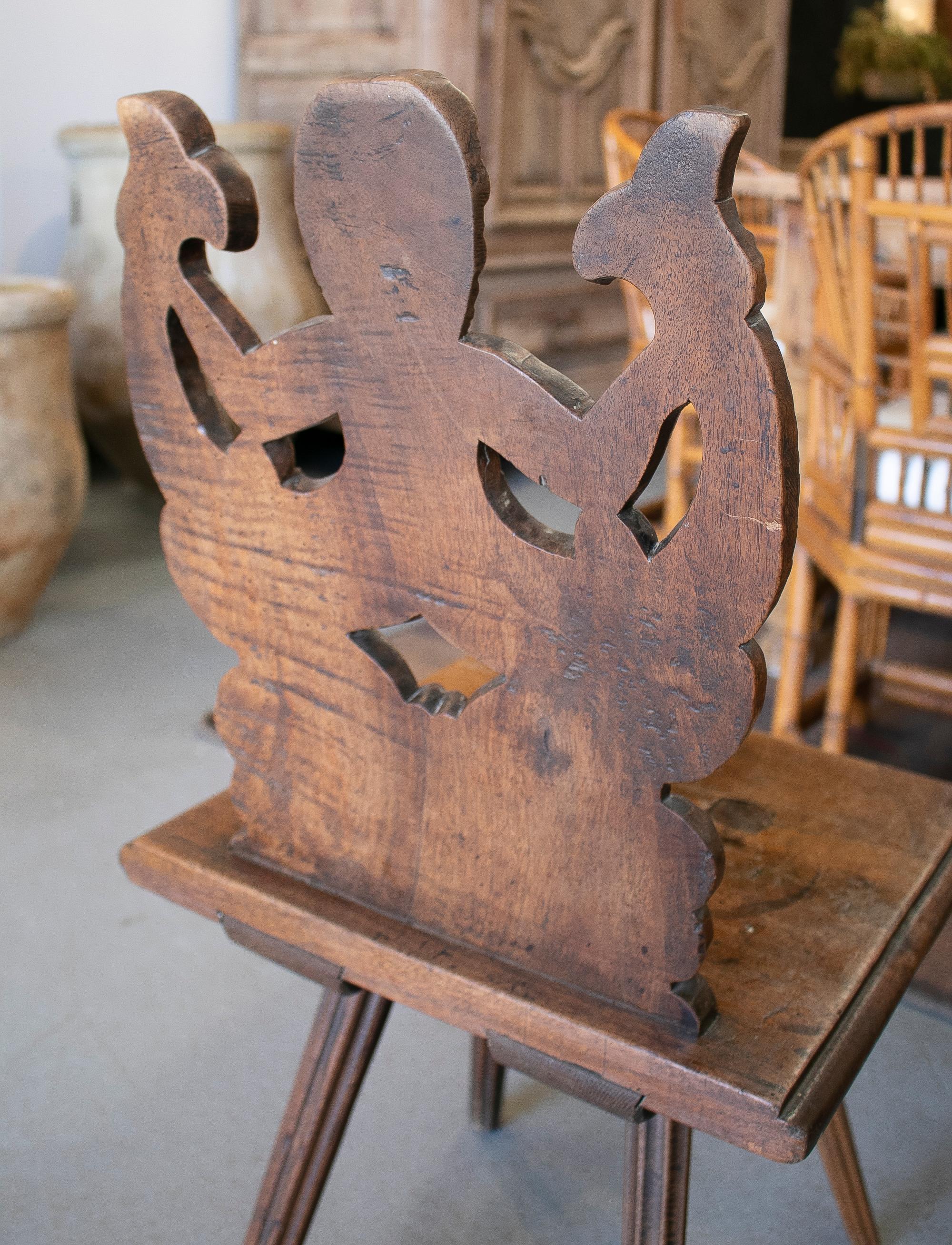 18th Century Austrian Walnut Chair w/ Handcarved Merman Relief Backrest 10