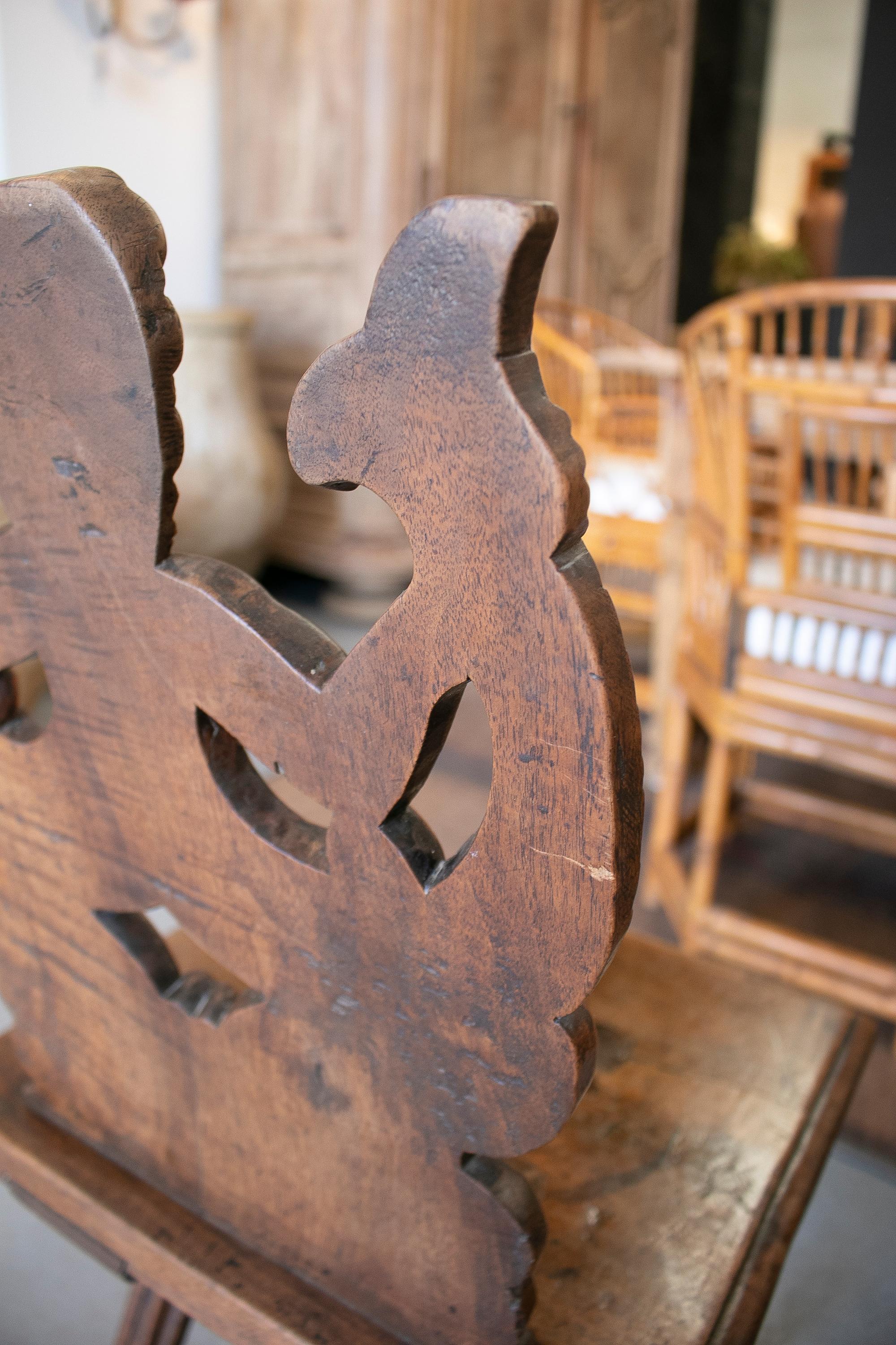 18th Century Austrian Walnut Chair w/ Handcarved Merman Relief Backrest 11