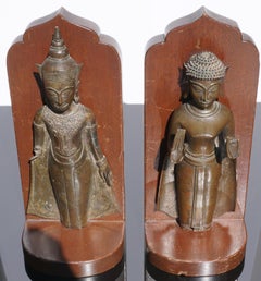 18th Century Ayutthaya Thai Bronze Buddha Bookends