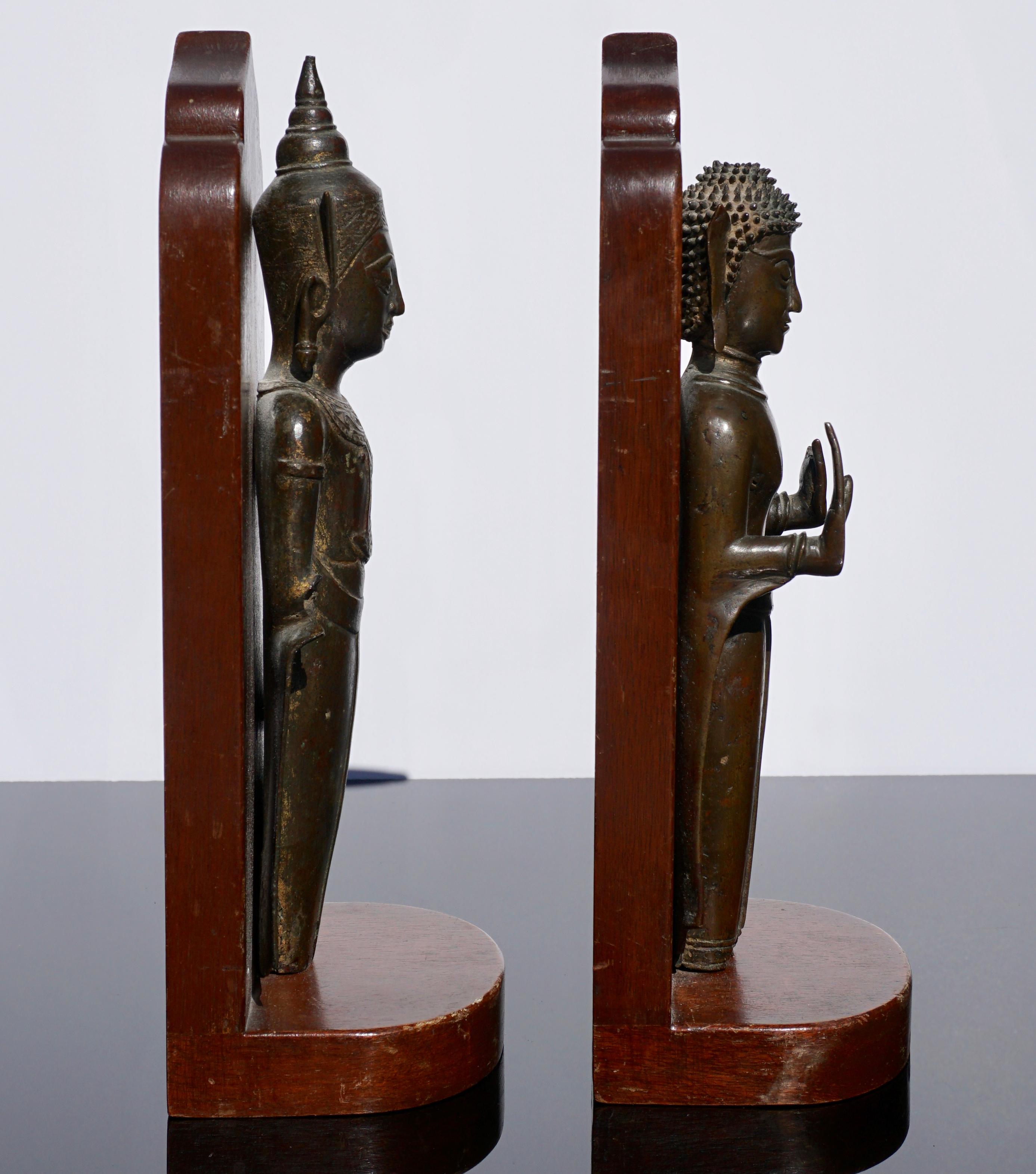 Cast 18th Century Ayutthaya Thai Bronze Buddha Bookends