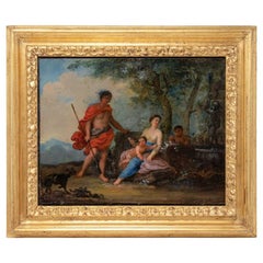 18th Century Bacchus and Ariadne Painting Oil on Copper by Mariano Rossi