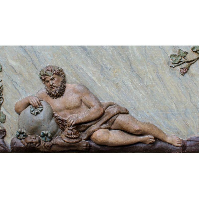18th Century Bacchus Relief Carved and Painted Wood In Good Condition In Milan, IT