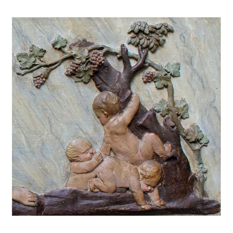 18th Century and Earlier 18th Century Bacchus Relief Carved and Painted Wood