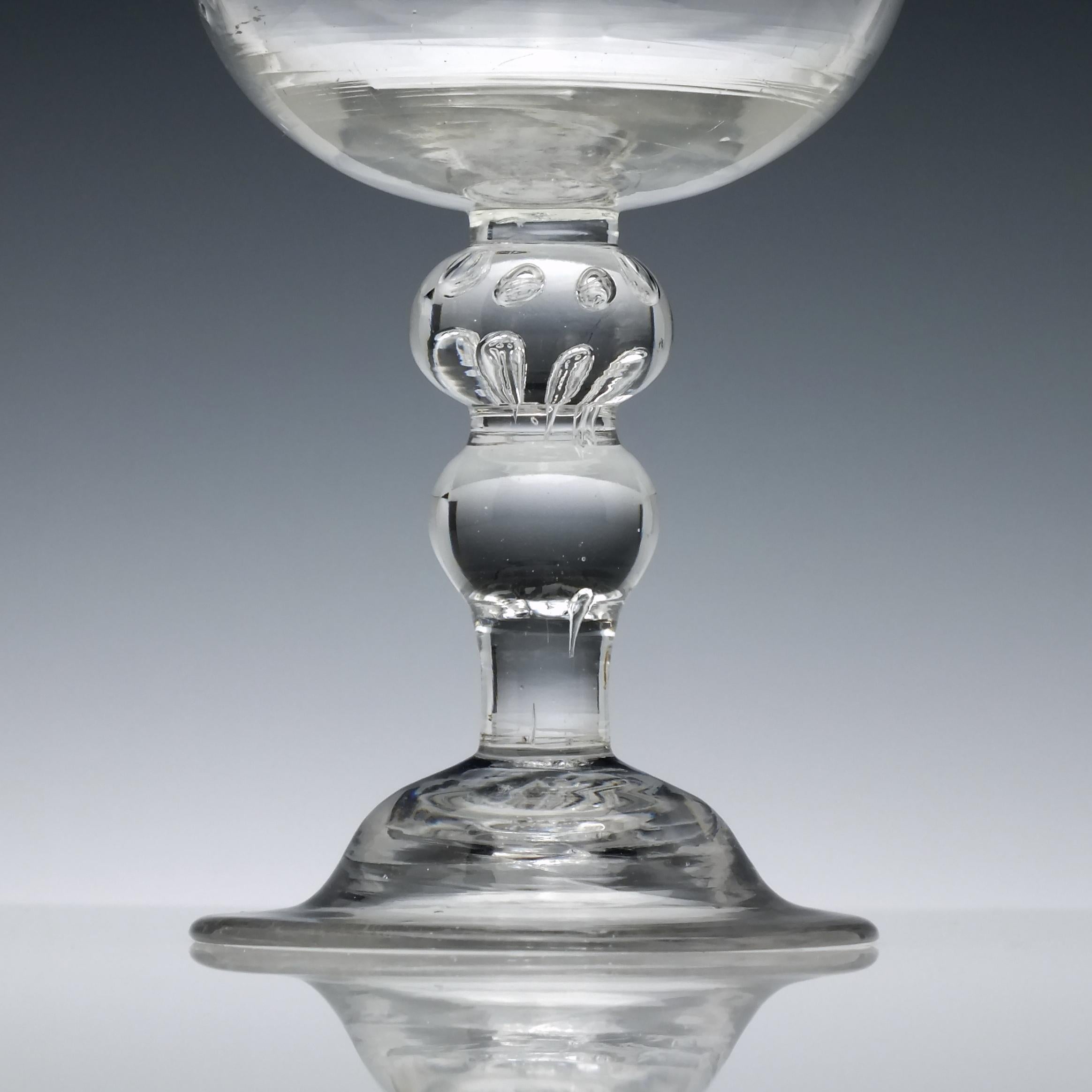 British 18th Century Baluster Champagne Glass Circa 1730