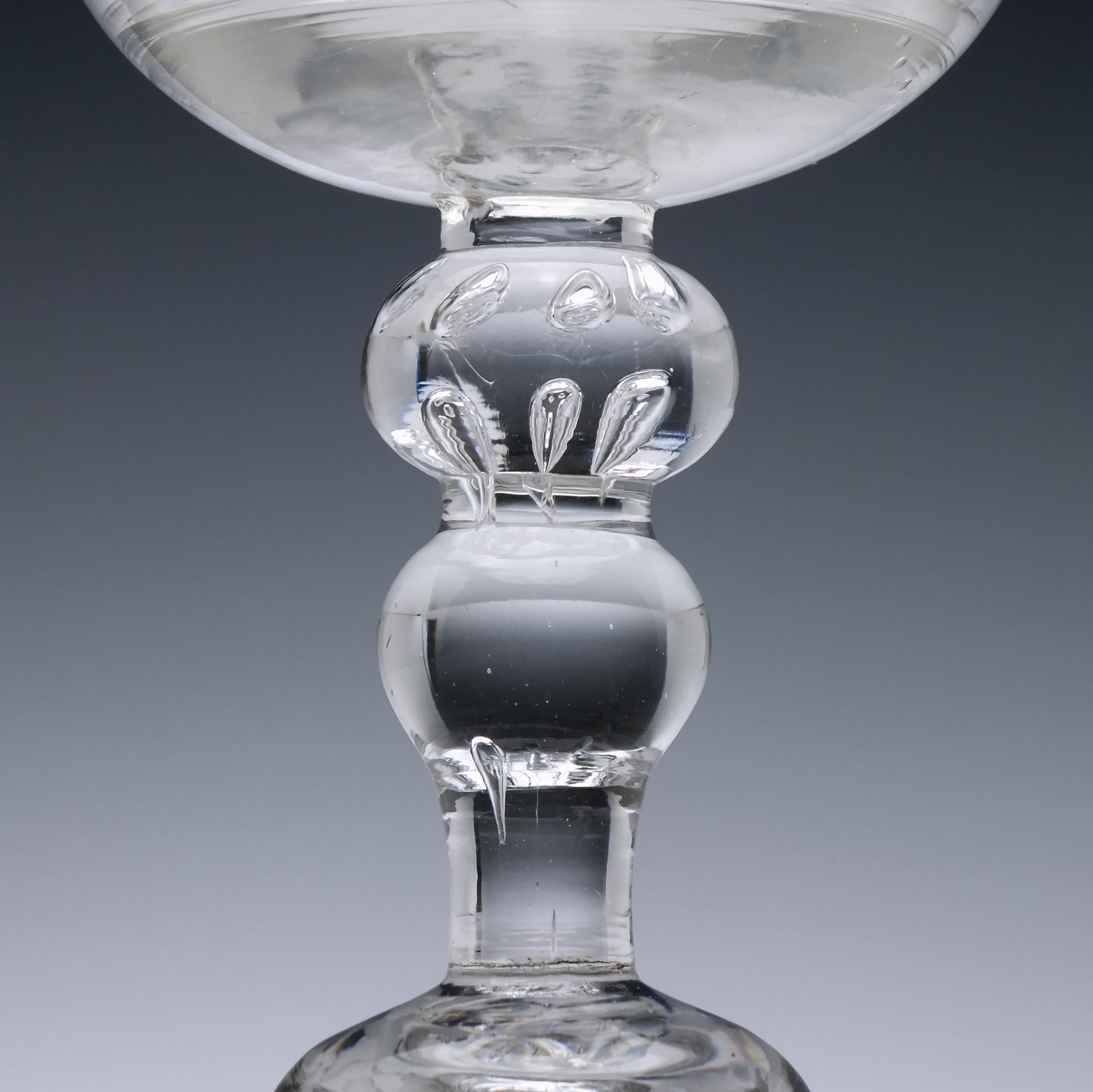 Hand-Crafted 18th Century Baluster Champagne Glass Circa 1730