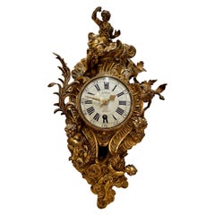 Antique 18th Century, Barat in Paris, Louis XV Period Cartel in Gilt Bronze