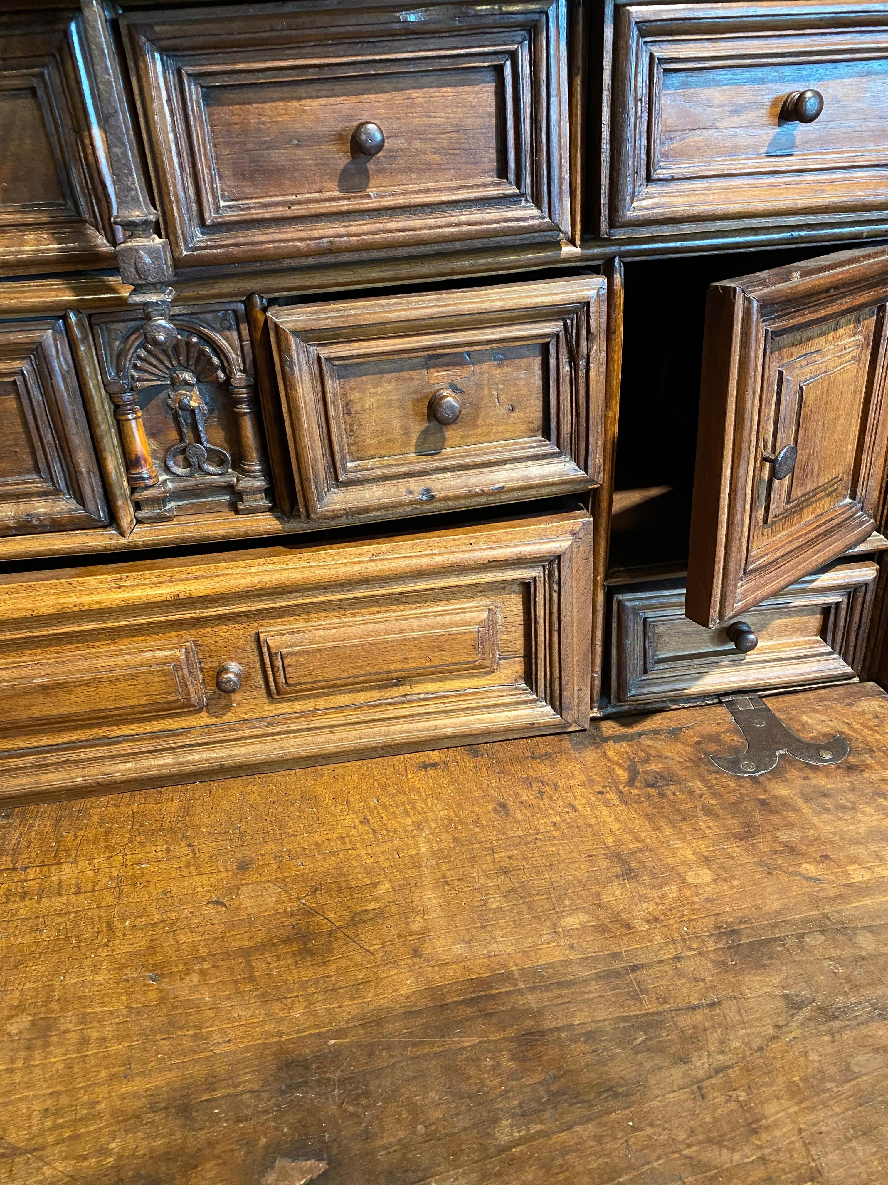 Spanish Colonial 18th Century Bargueno in Molded Walnut