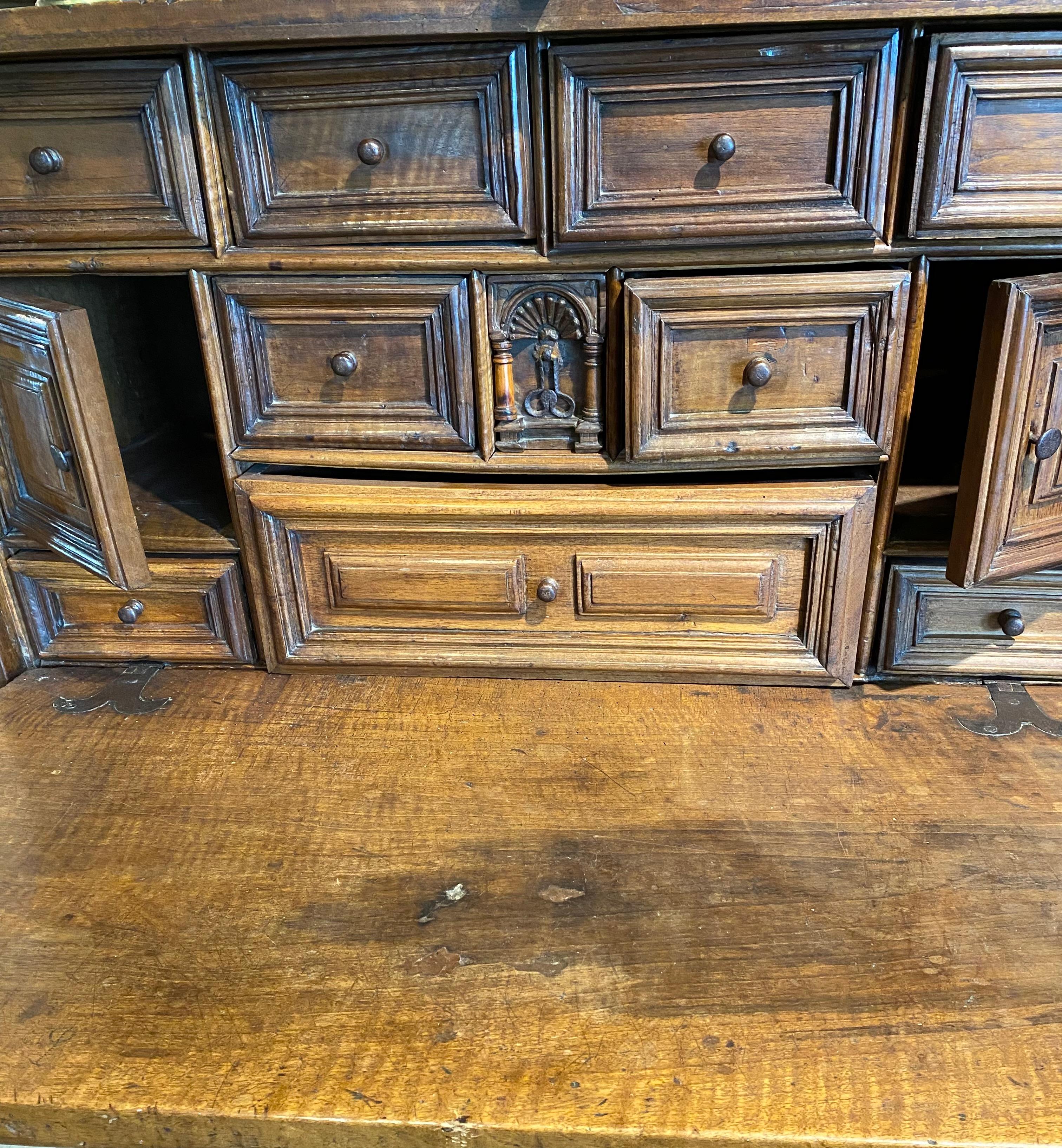 18th Century and Earlier 18th Century Bargueno in Molded Walnut