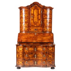 Austrian Baroque Secretary Cabinet in Walnut with Marquetry, ca. 1700–1730