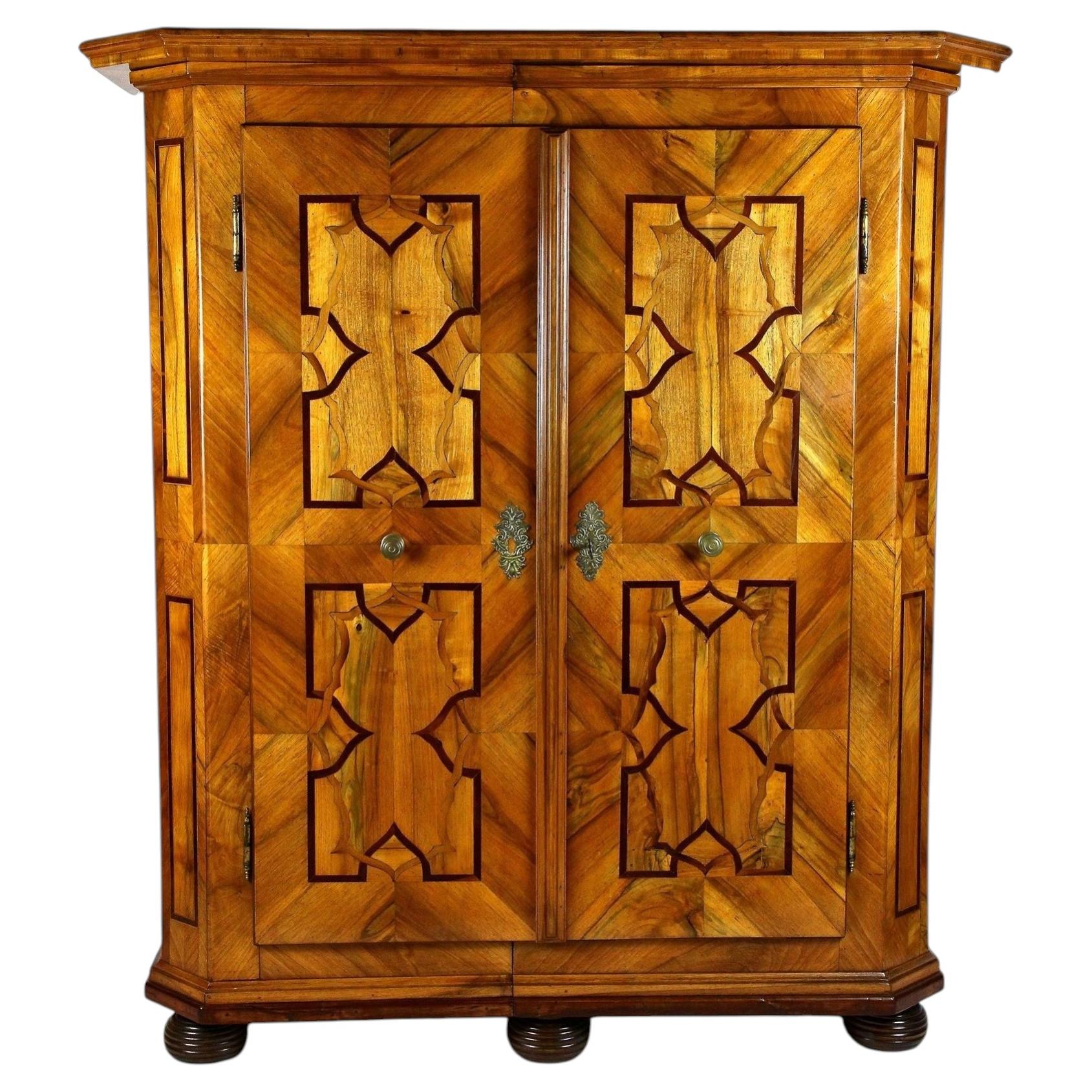 18th Century Baroque Cabinet With Inlay Works, Nutwood/ Plum/ Oak, AT ca. 1780