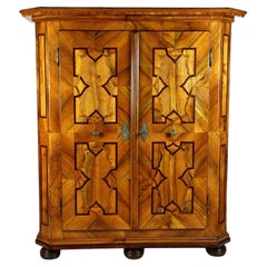 18th Century Baroque Cabinet With Inlay Works, Nutwood/ Plum/ Oak, AT ca. 1780