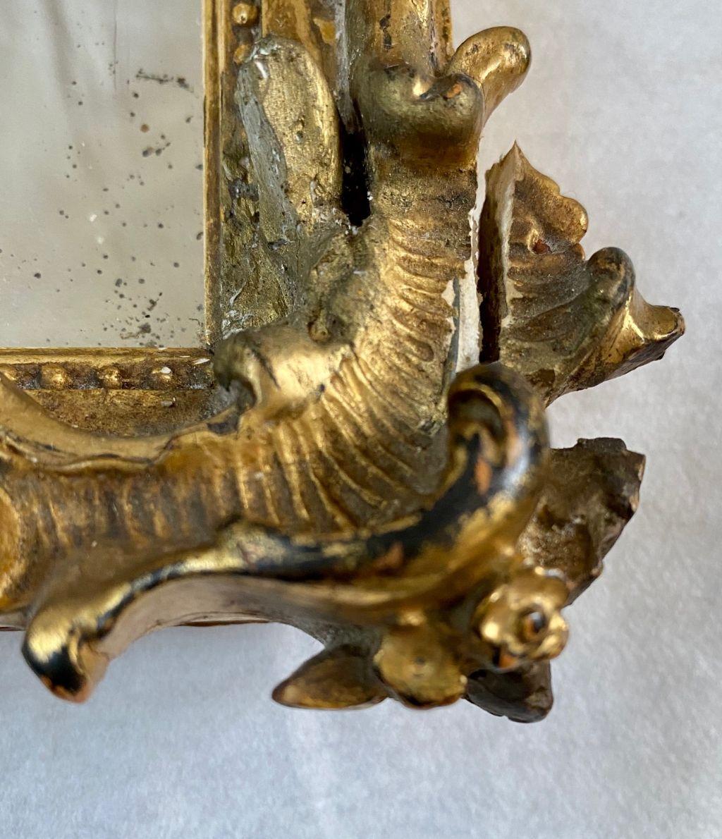 18th Century Baroque Carved and Gilded Looking Glass, circa 1740 In Good Condition In Nantucket, MA