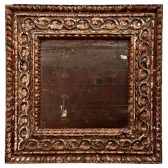 Specchio barocco del XVIII secolo, intagliato e dipinto