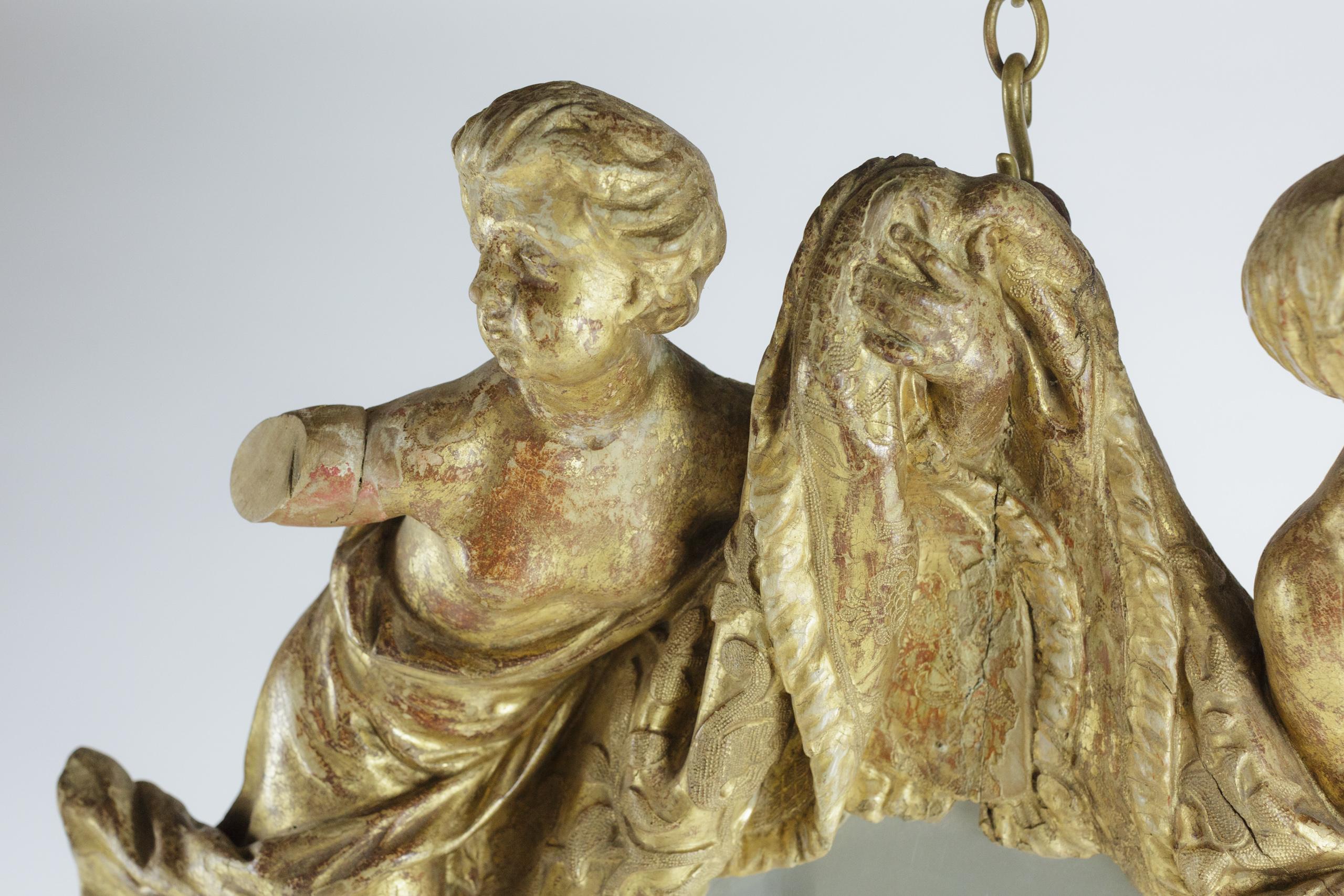 Miroir baroque du 18e siècle en bois sculpté et doré Abîmé - En vente à Pease pottage, West Sussex