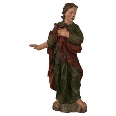 18th Century Baroque Carved Wooden Saint Figure