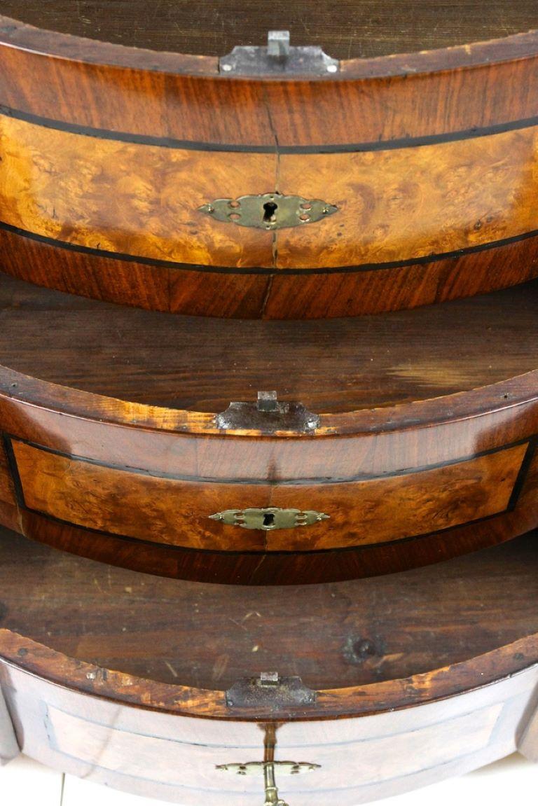 Brass 18th Century Baroque Chest Of Drawers, Nutwood/ Maple, Austria circa 1770