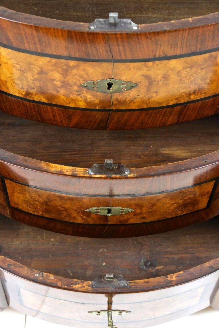 Brass 18th Century Baroque Chest Of Drawers, Nutwood/ Maple, Austria circa 1770 For Sale