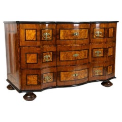 Antique 18th Century Baroque Chest Of Drawers, Nutwood/ Maple, Austria circa 1770