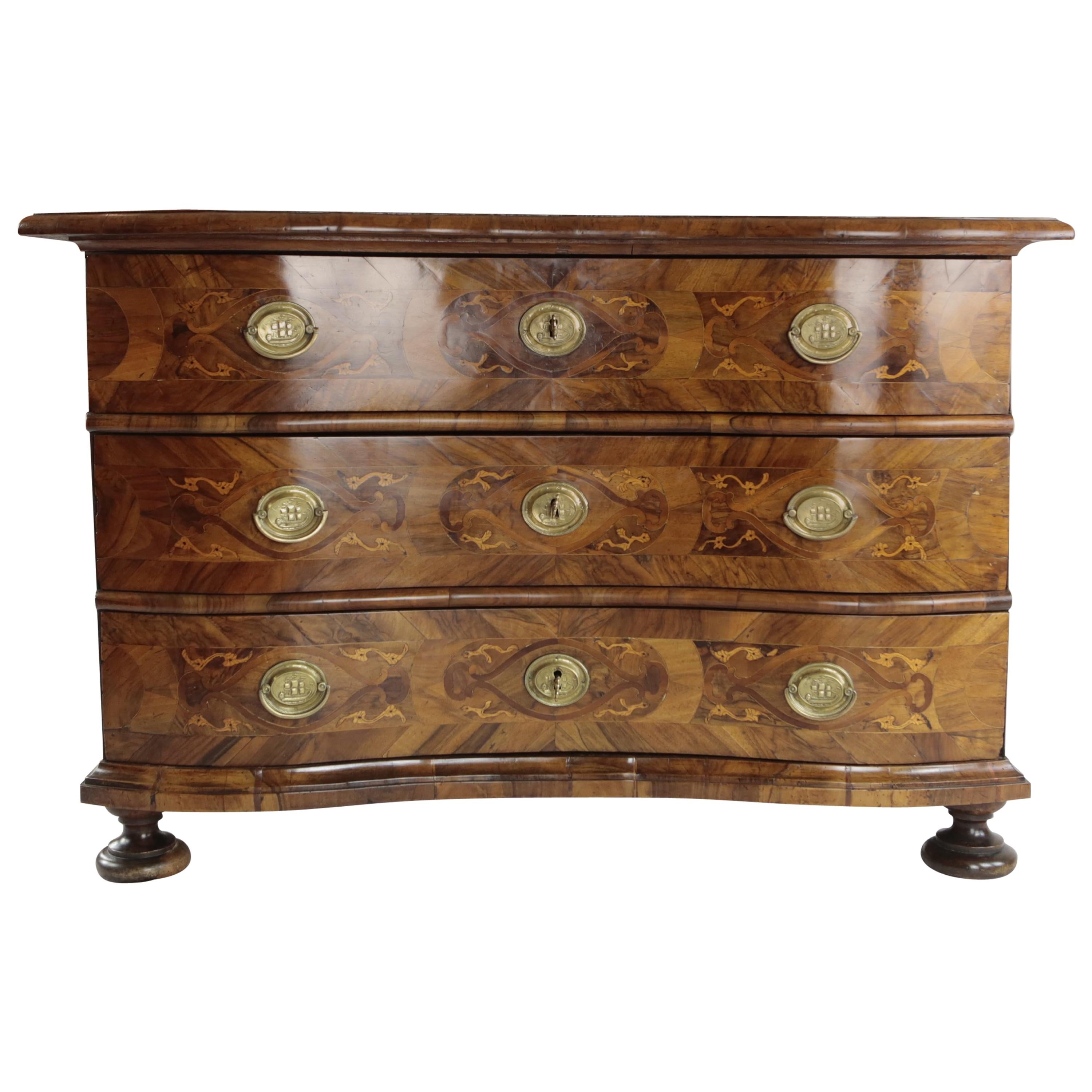 18th Century Baroque Chest of Drawers Nutwood, South Germany For Sale
