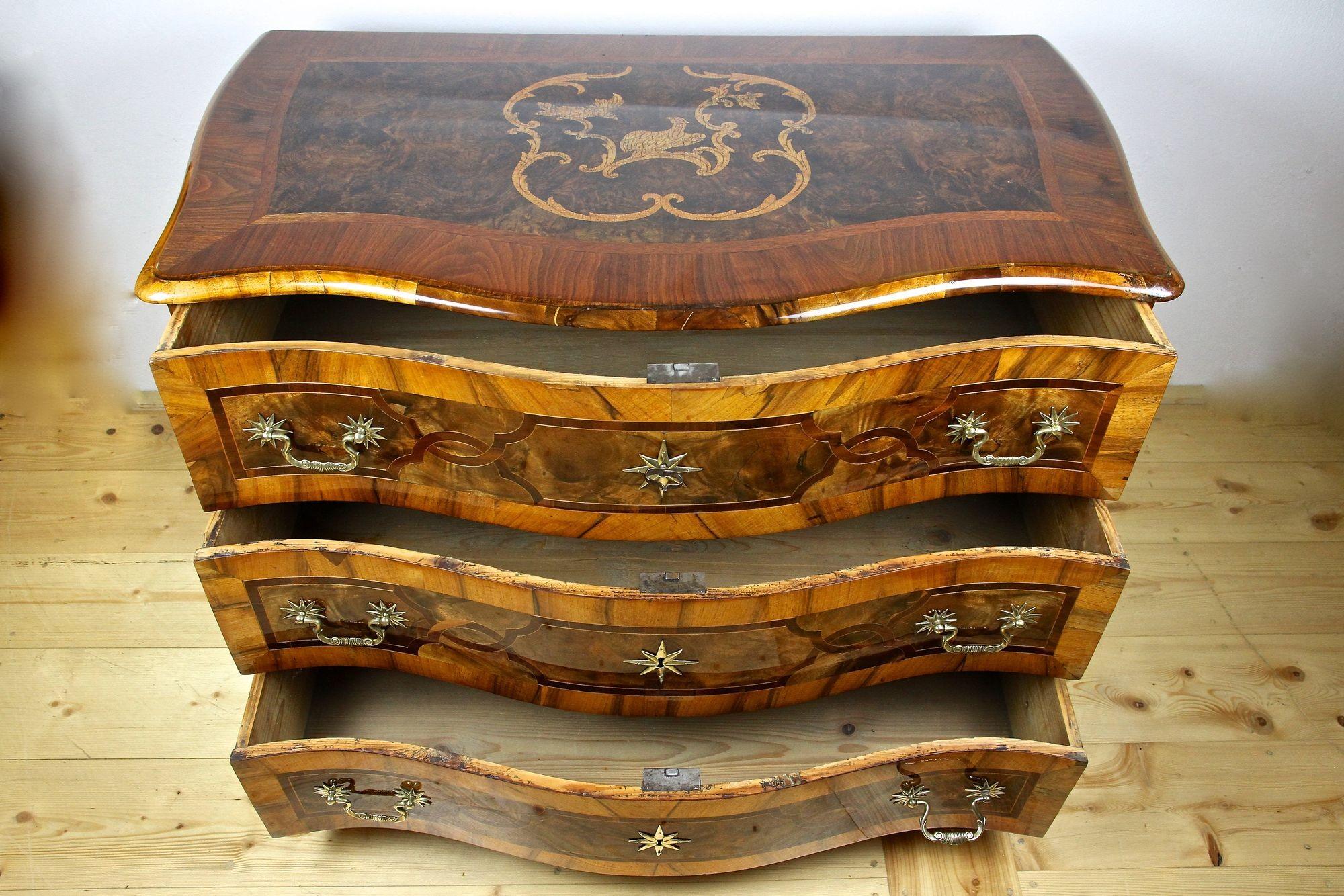 Inlay 18th Century Baroque Chest of Drawers with Marquetry Works, Germany circa 1760