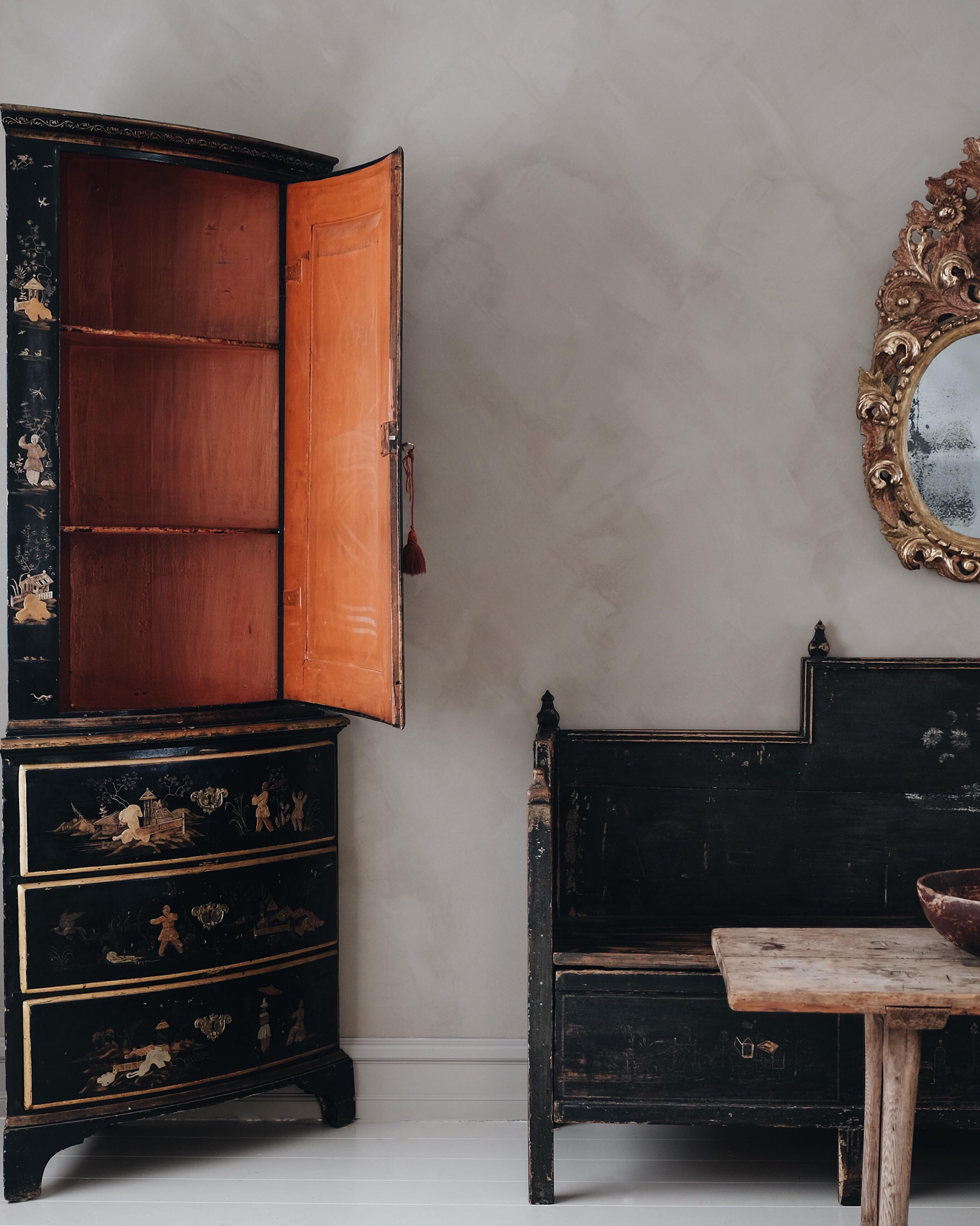 Hand-Painted 18th Century Baroque Corner Cabinet