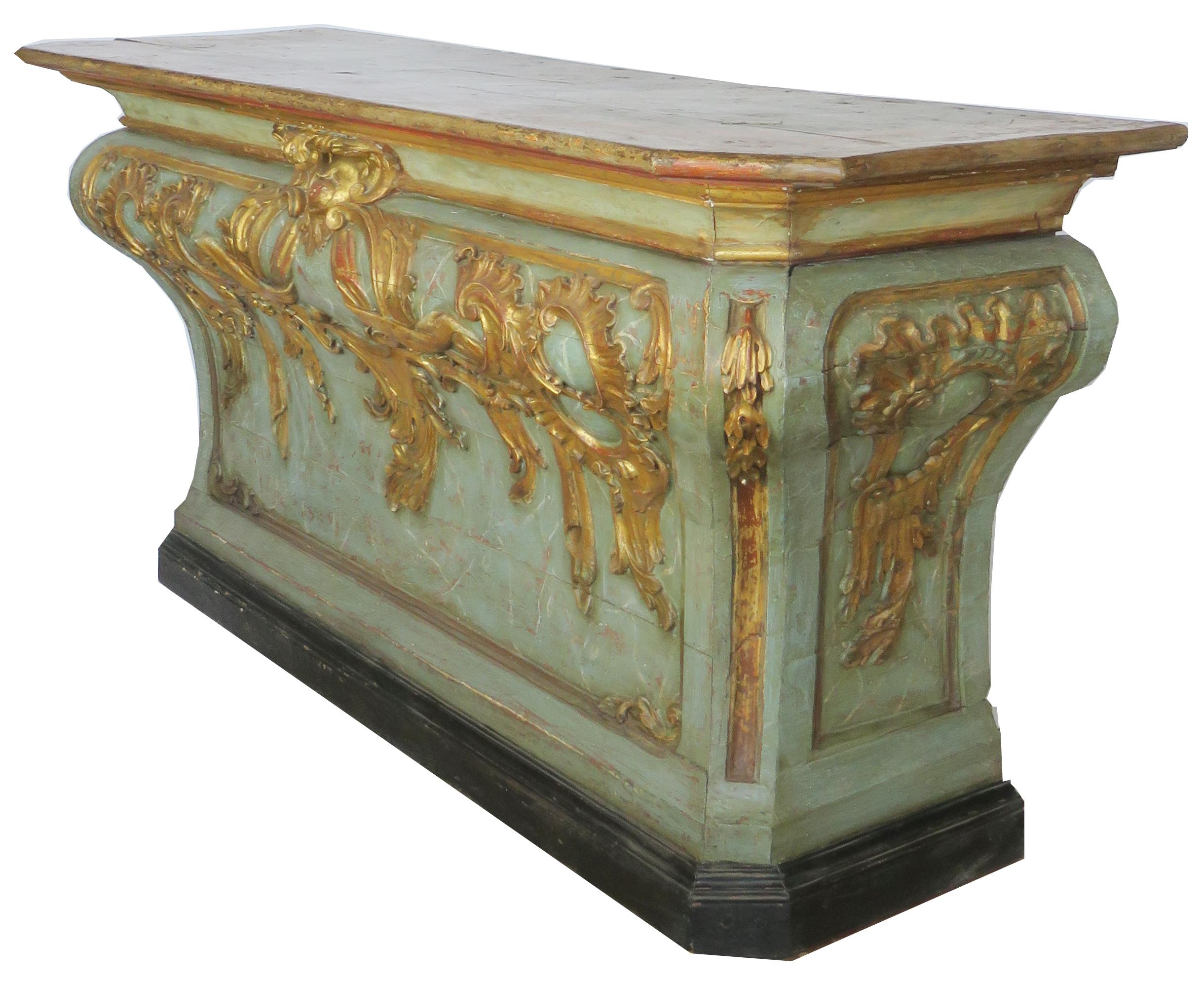 18th Century Baroque Faux Marble and Giltwood Console For Sale 5