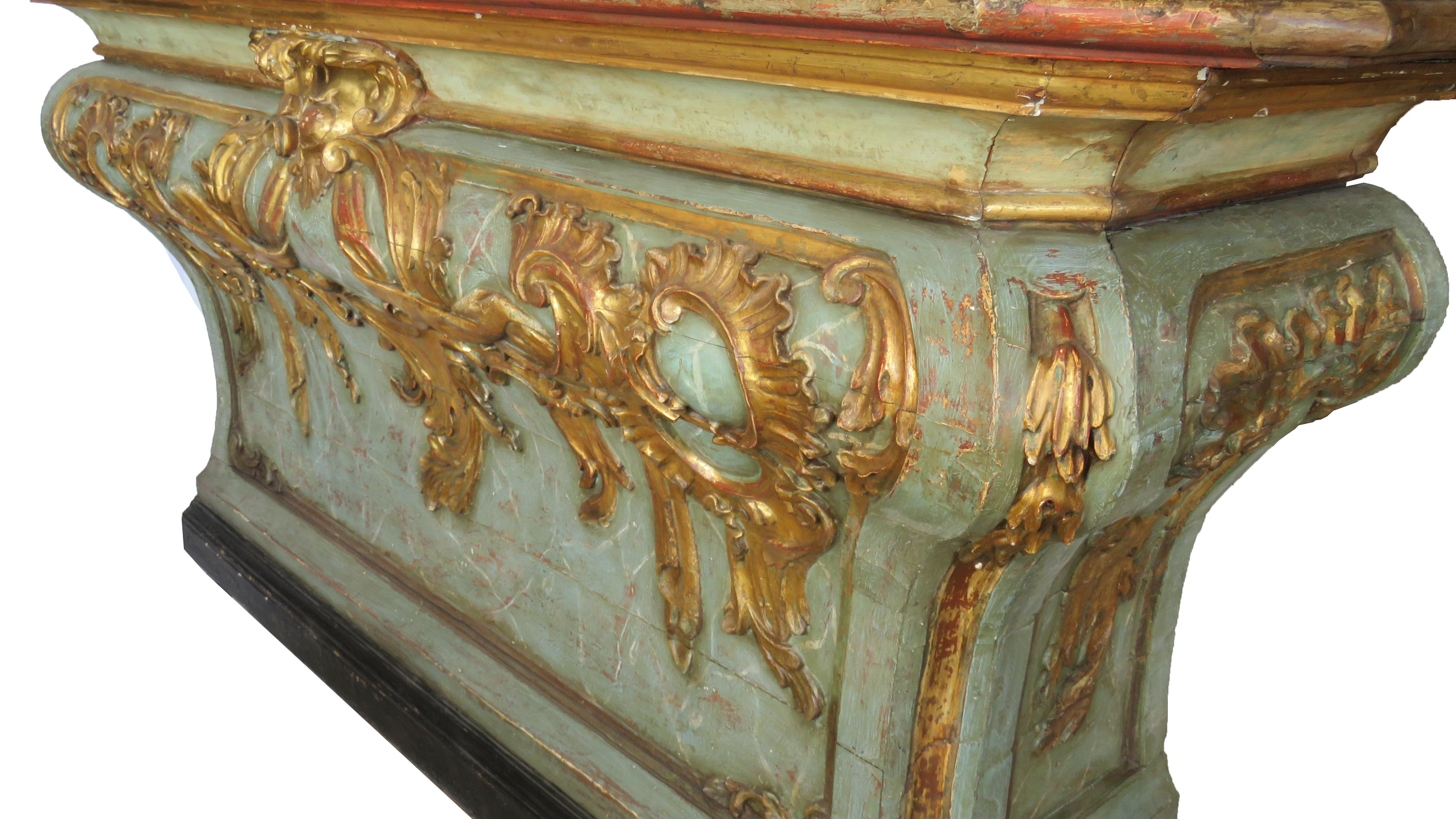 18th Century Baroque Faux Marble and Giltwood Console For Sale 6