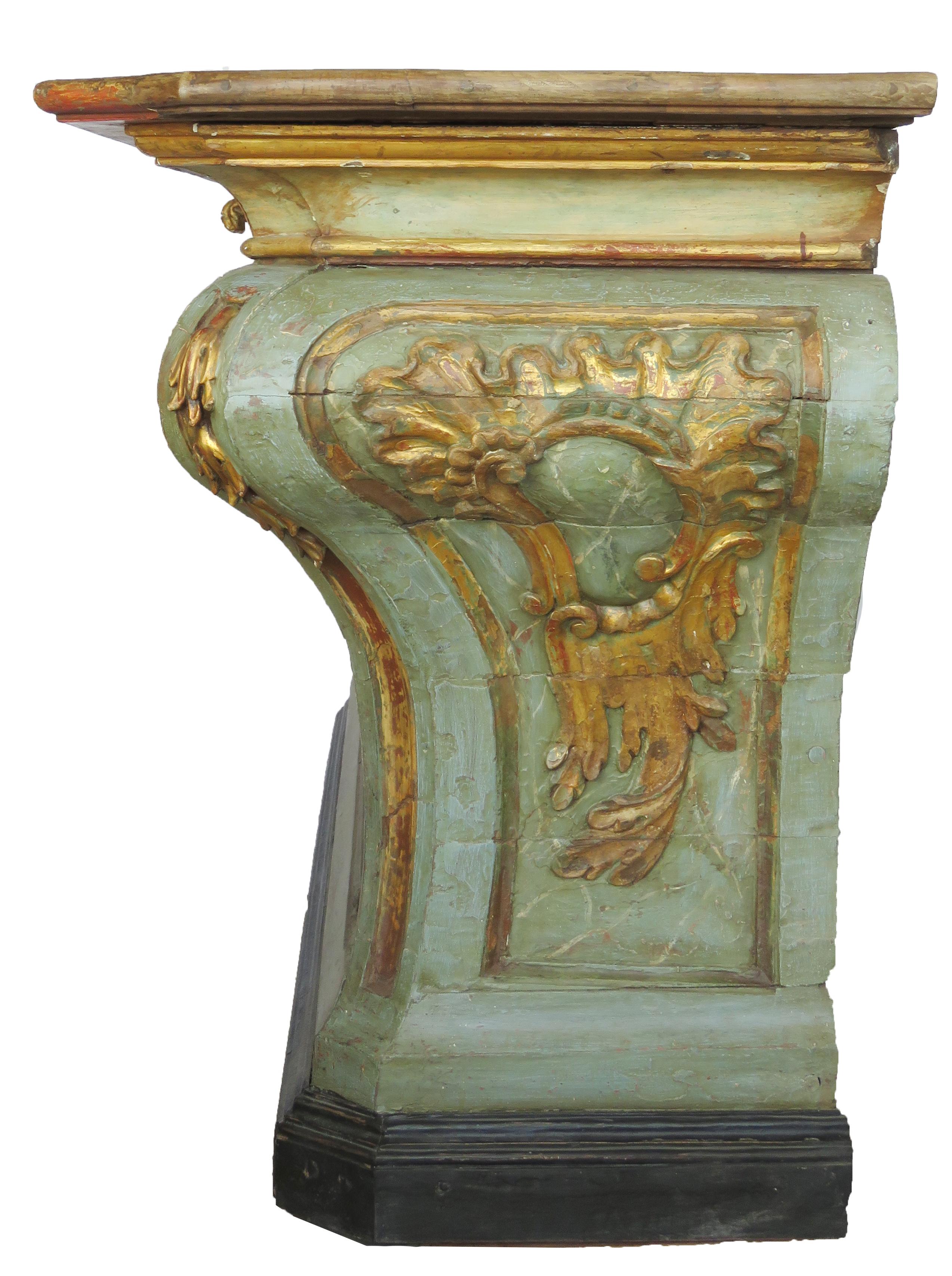 18th Century Baroque Faux Marble and Giltwood Console For Sale 7